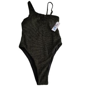 Mermaid Swimwear Size Small High Cut Waist Gold Metallic One Piece Bathing Suit